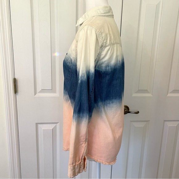 Free People Boho Button Down Ombré Denim Western Shirt - Picture 8 of 15